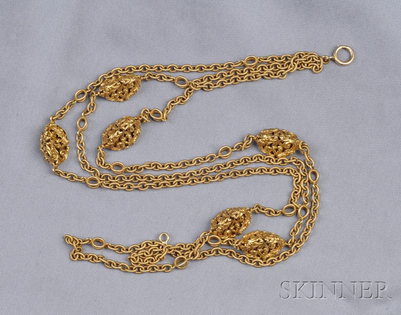 Appraisal: kt Gold Multi-strand Necklace composed of antique ribbed trace link