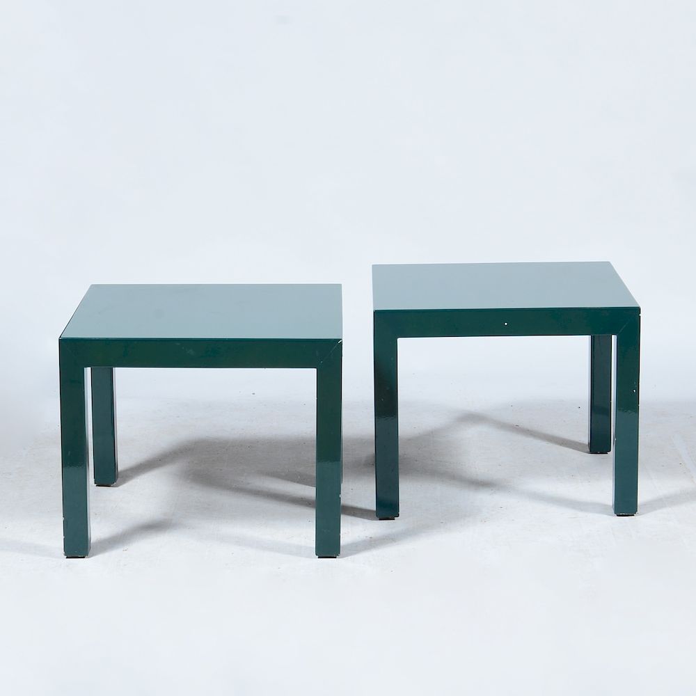 Appraisal: Pair of Parson Style Green Lacquered Side Tables x x