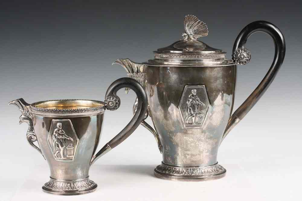 Appraisal: PC GERMAN SILVER TEA SERVICE - German Silver Teapot and