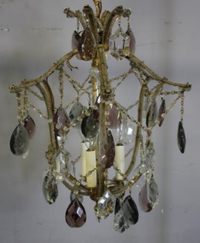 Appraisal: Petite Beaded and Crystal Chandelier With clear smoky and amethyst