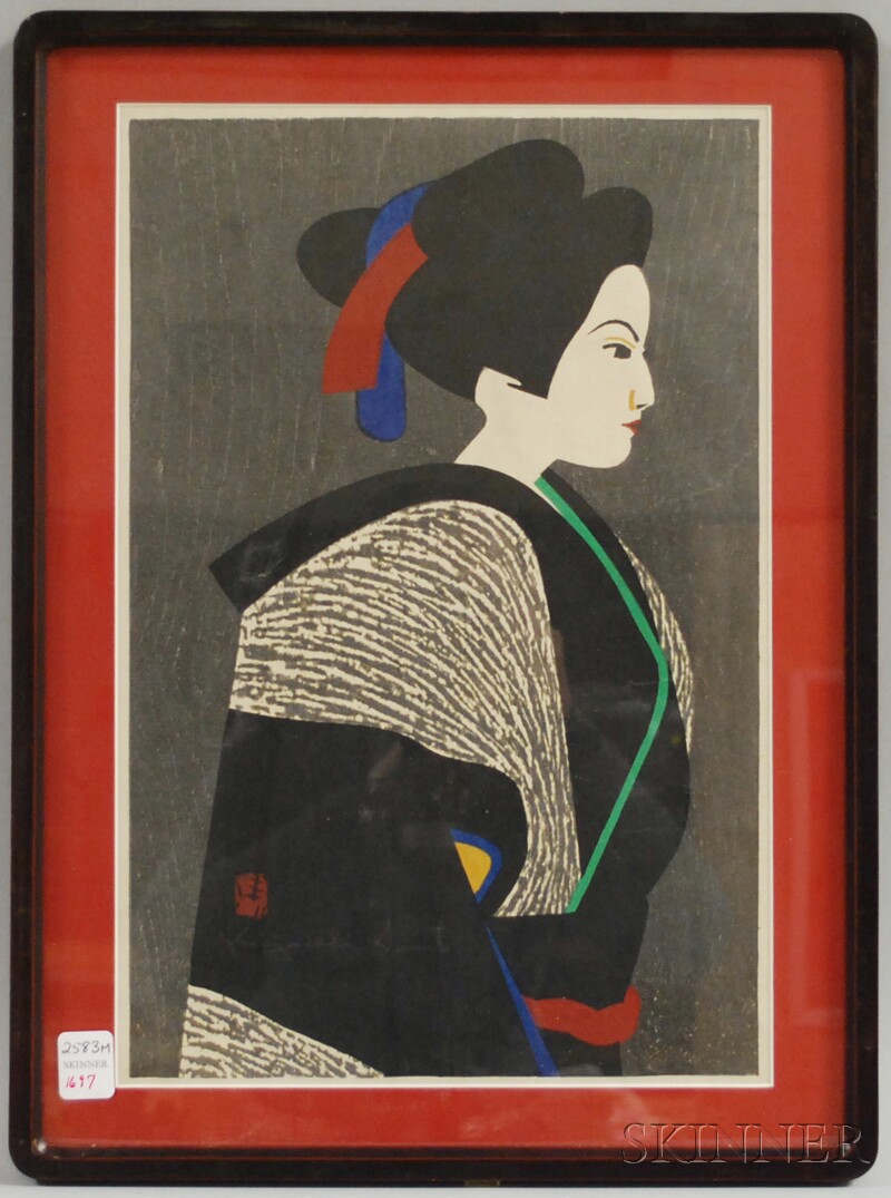 Appraisal: Framed Japanese Woodblock Print of a Woman Saito sight size