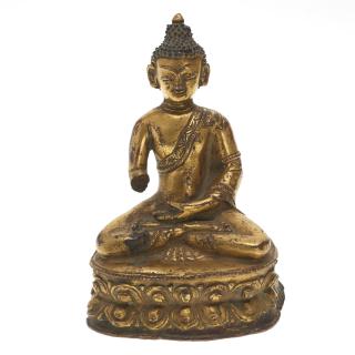 Appraisal: Antique Sino-Tibetan gilt bronze Buddha Sakyamuni Qing Dynasty h x