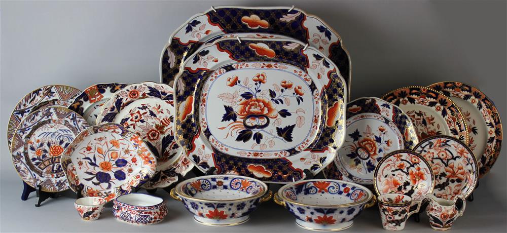 Appraisal: THIRTY-SEVEN IMARI DECORATED TABLEWARES including two John Ridgway Co ironstone