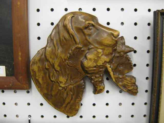 Appraisal: Pair of Figural Plaster Wall Plaques dog gamebird decor ''