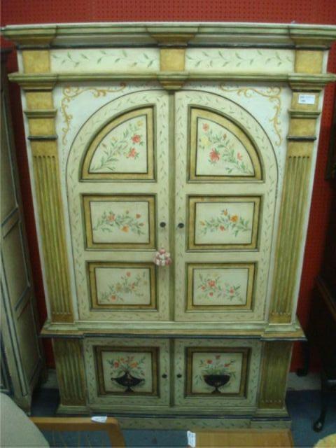 Appraisal: Italian Style Paint Decorated Piece Cabinet From a North Bergen