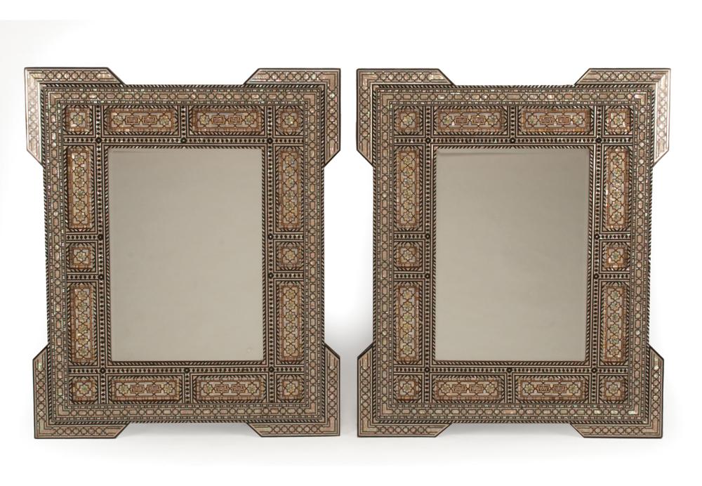 Appraisal: Pair of Large Moorish Abalone and Bone Inlaid Mirrors each