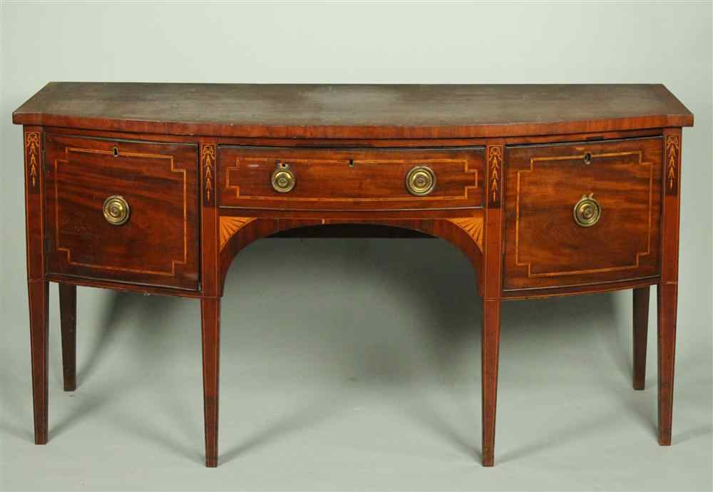 Appraisal: GEORGE III MAHOGANY INLAID SIDEBOARD having a rectangular top with