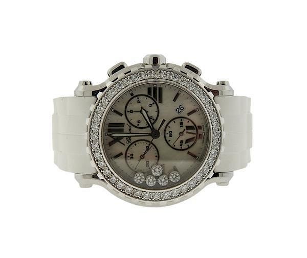 Appraisal: Chopard Happy Sport Diamond Chronograph Watch Ref METAL Stainless Steel