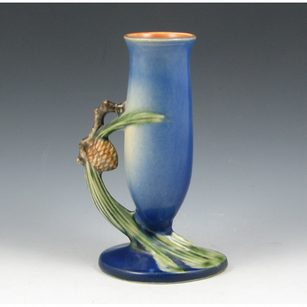 Appraisal: Roseville Pine Cone bud vase in blue Marked Roseville -