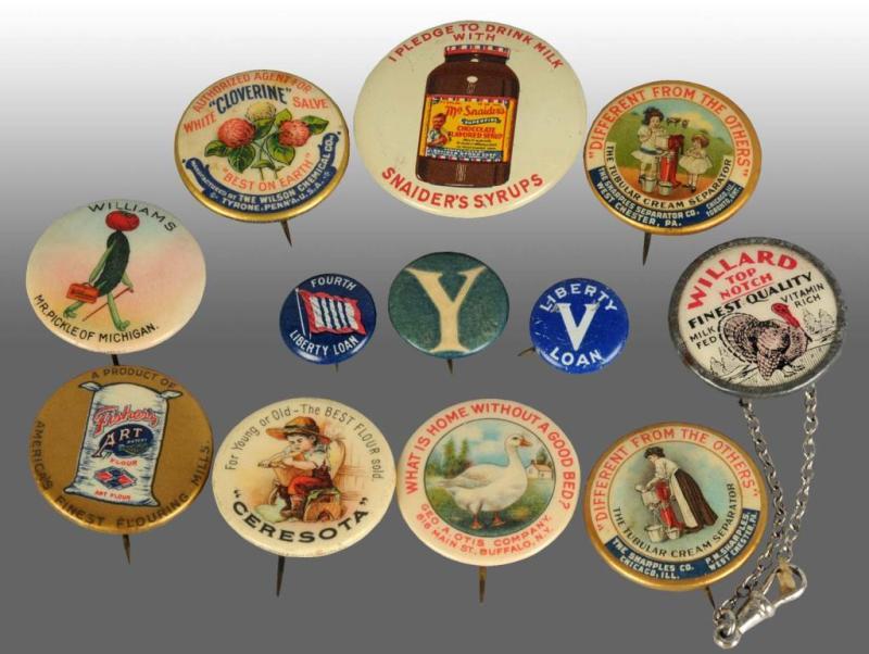 Appraisal: Lot of Assorted Celluloid Pins Description Advertising various products Includes