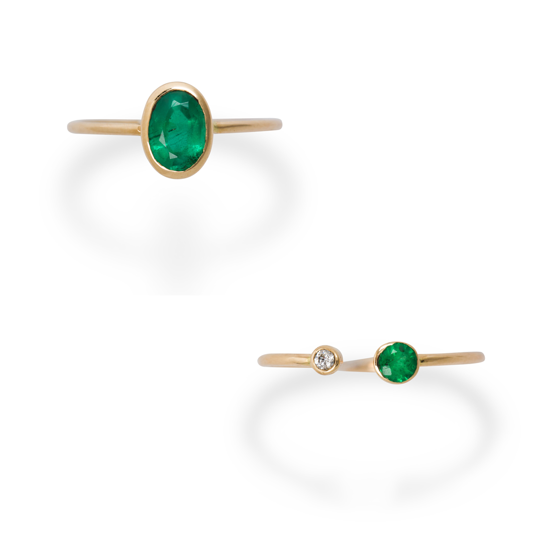 Appraisal: A GROUP OF EMERALD AND FOURTEEN KARAT GOLD RINGS A