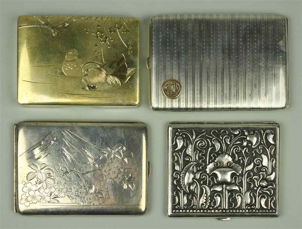 Appraisal: STERLING SILVER CIGARETTE CASE ENGRAVED WITH VIEW OF MT FUJI