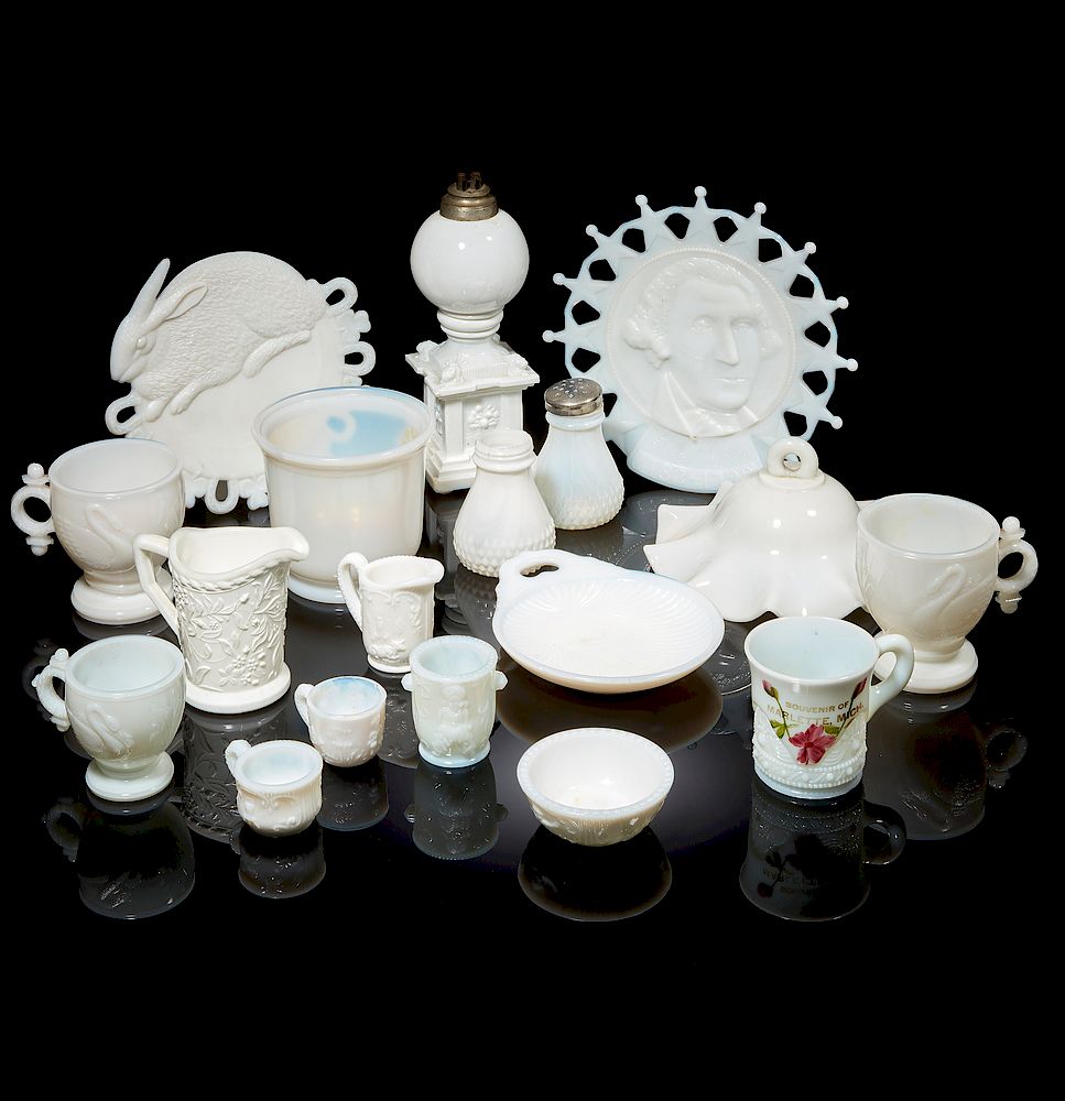 Appraisal: Assorted Milk Glass Eighteen pieces of assorted milk glass including