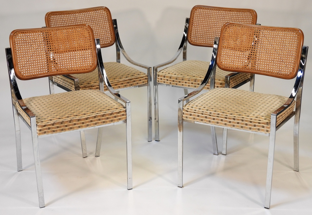 Appraisal: VINTAGE 'S PC CANE BACK CHROME CHAIRS United States th