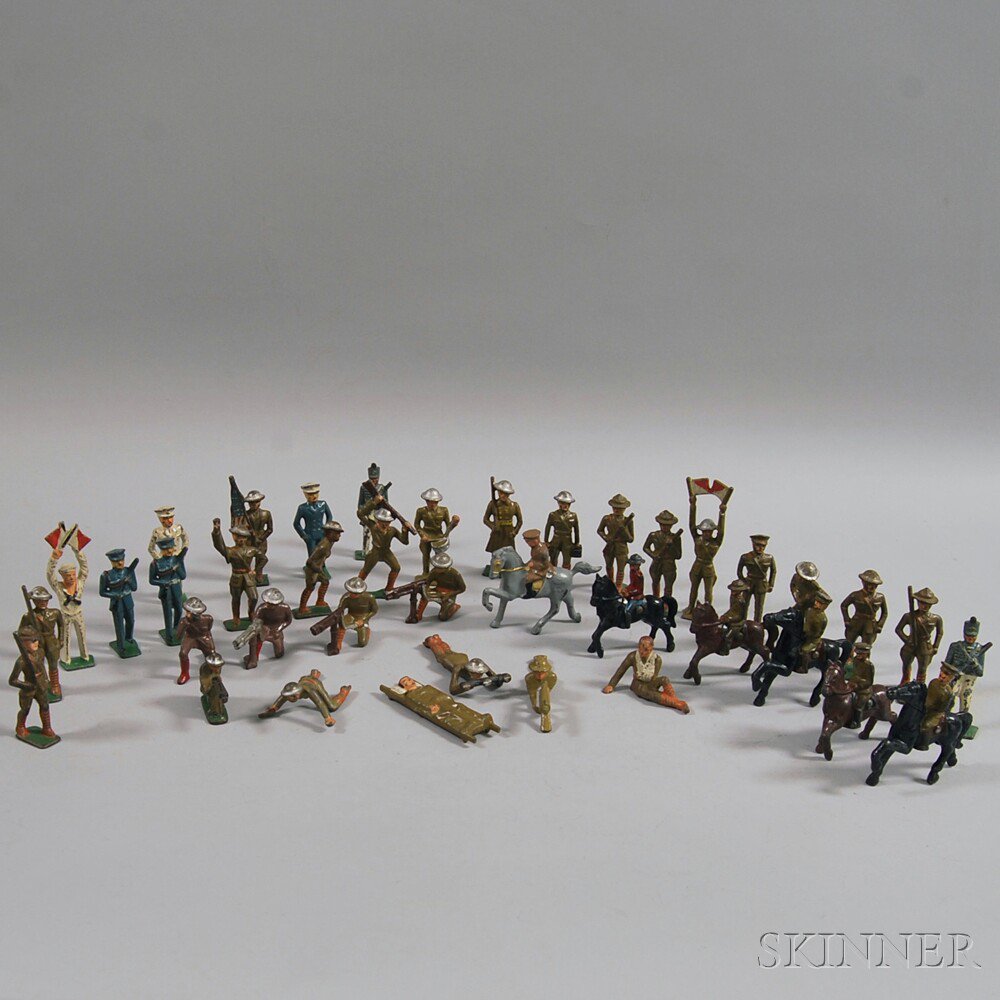 Appraisal: Forty-five Painted Cast Iron Mostly WWI U S Military Figures