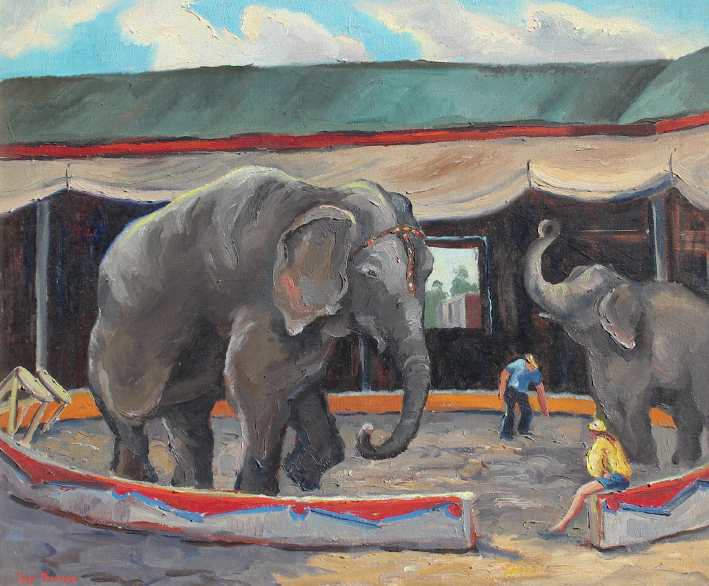 Appraisal: PENROSE Louise Jay American - Ringling Elephants Oil Canvas ''