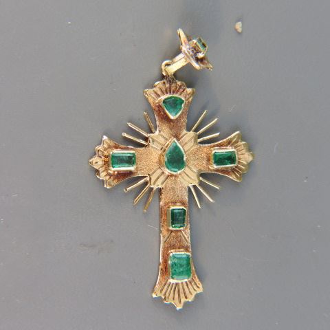 Appraisal: Emerald Cross emeralds totaling carats in k yellow gold with