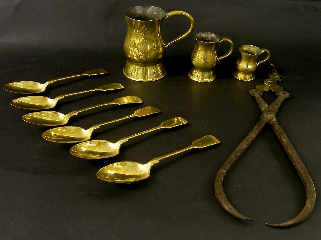 Appraisal: Set of six electroplated gilt table spoons also three various