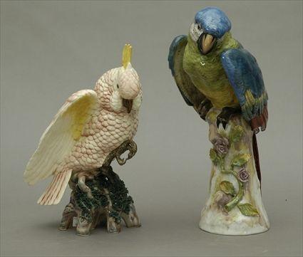 Appraisal: French Porcelain Figure of a Parrot Together with a pottery