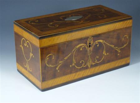 Appraisal: Freemasonry Interest A George III mahogany and satinwood tea caddy