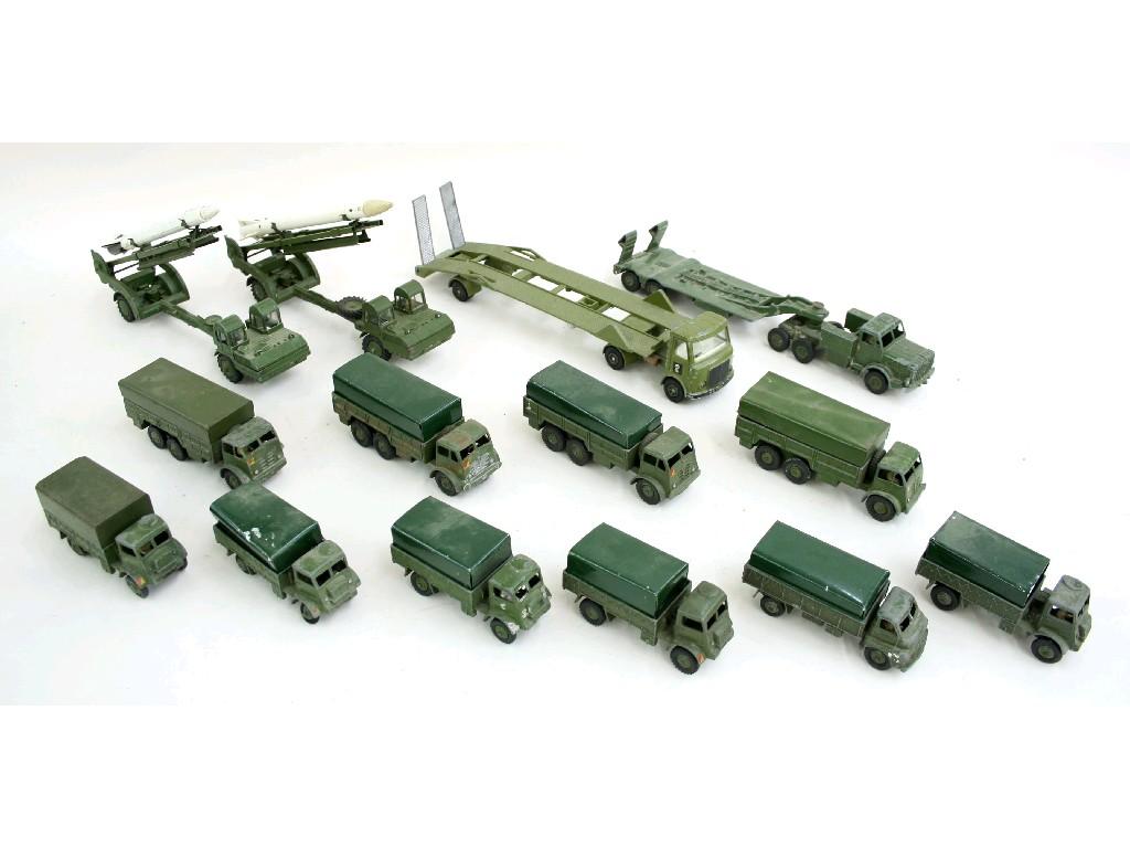 Appraisal: Four Dinky tank transporters no two missile erectors no together