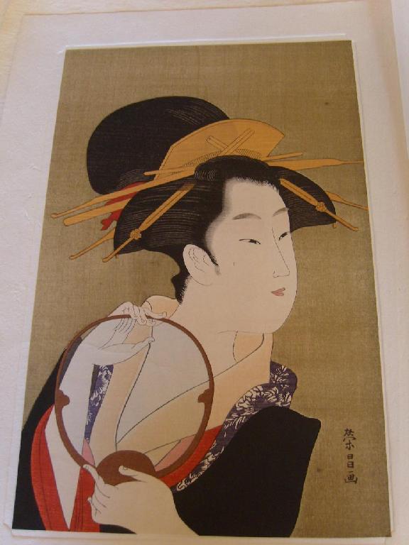 Appraisal: Ten th century Japanese woodcuts showing individual beauties briefly -