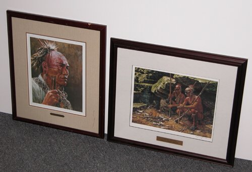 Appraisal: Mohawk Morning and Woodland Warrior lithograph printed in colors on