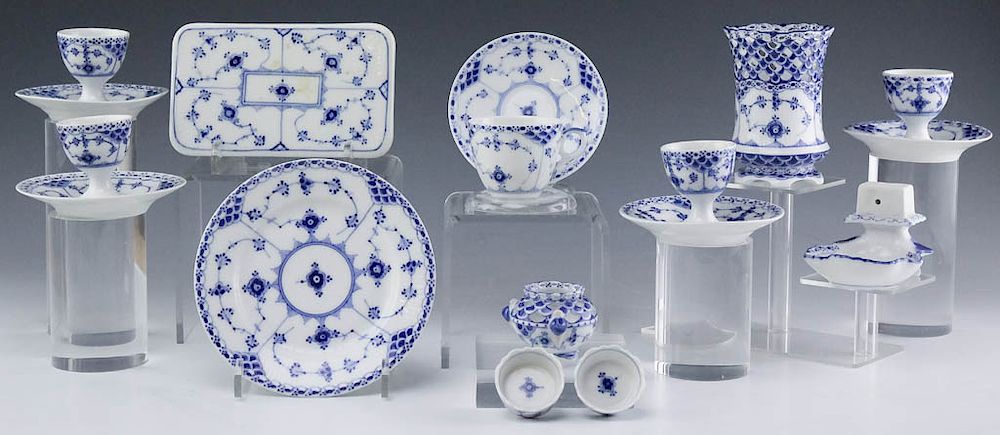 Appraisal: Pcs Royal Copenhagen Blue Fluted Lace Porcelain Collection of various