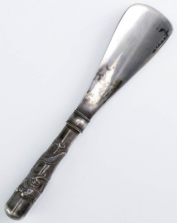 Appraisal: Signed Luen Wo Chinese Silver Dragon Shoe Horn Luen Wo