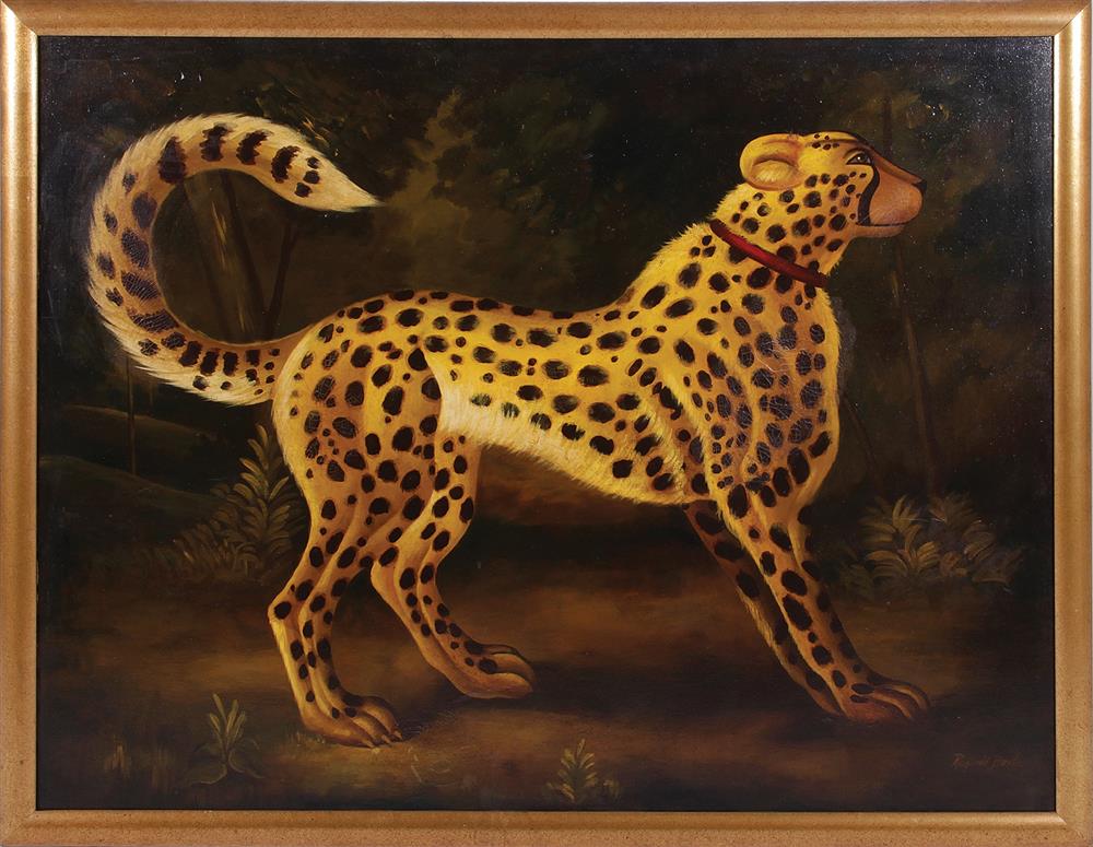 Appraisal: Reginald Baxter Canadian th century STANDING CHEETAH oil on canvas