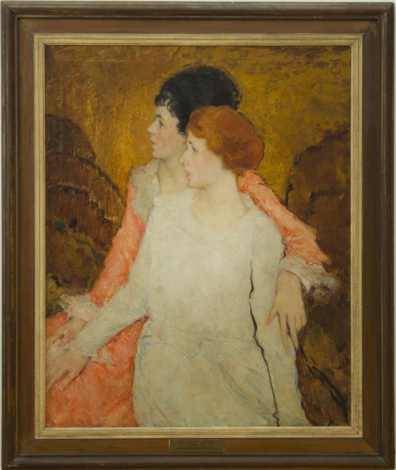 Appraisal: EBEN F COMINS - TWO SISTERS Oil on canvas signed