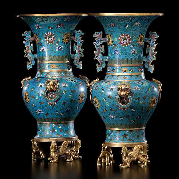 Appraisal: Chinese Cloisonne Vases Chinese th century A pair of large