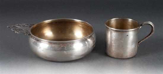 Appraisal: American sterling silver porringer and baby cup Lunt ozt t