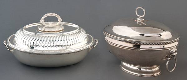 Appraisal: A group of three plated serving dishes comprising Gladstone warmer