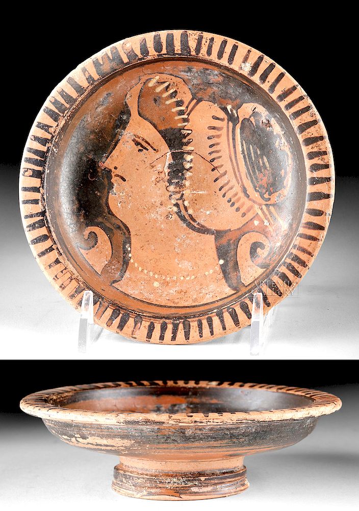 Appraisal: Apulian Red-Figure Footed Dish w Lady of Fashion Originally Listed