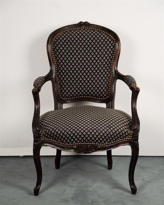 Appraisal: A Louis XV-style Fauteuil having an upholstered back and seat