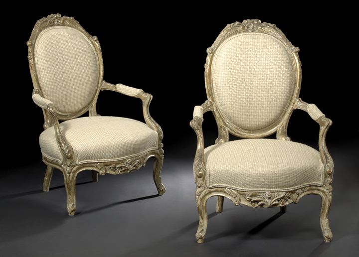 Appraisal: Pair of Northern European Giltwood Fauteuils first quarter th century