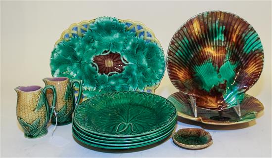 Appraisal: Sale Lot A Group of Majolica Articles Diameter of largest