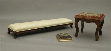 Appraisal: Louis XV-Style Carved Walnut Fender Stool Together with a Louis