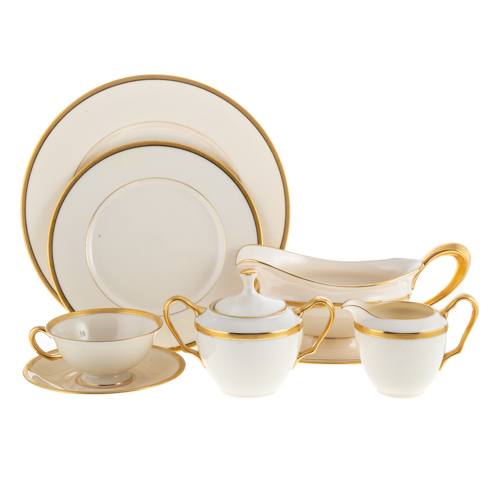 Appraisal: LENOX CHINA PARTIAL DINNER SERVICE TUXEDO PATTERN Assembled service comprising