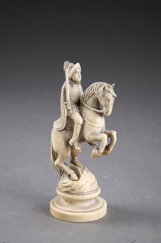 Appraisal: SNUFF BOTTLE Ivory carving of a soldier on horseback carrying