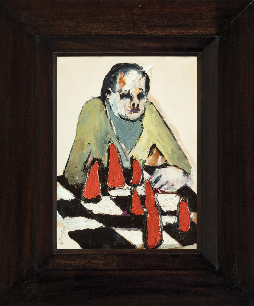 Appraisal: Benny Andrews American Georgia - Chess oil and collage on