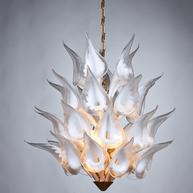 Appraisal: FRANCO LUCE Ten-light chandelier Italy s Cased glass gold plated