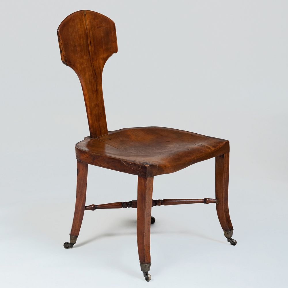 Appraisal: Unusual English Carved Oak and Walnut Side Chair Raised on