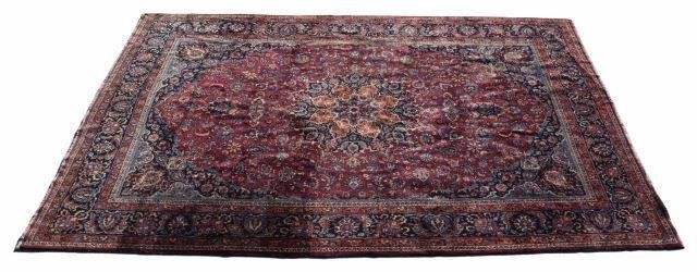 Appraisal: Hand-tied semi antique Mashad rug woven in North East Iran