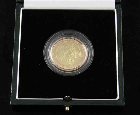 Appraisal: A gold proof steam locomotive coin with box and certificate