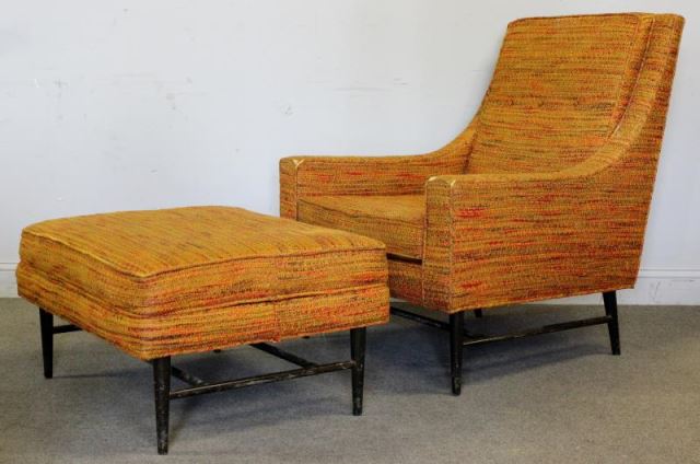 Appraisal: Midcentury Harvey Probber Lounge Chair and OttomanVintage upholstery and tapered