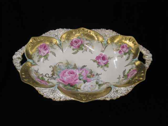 Appraisal: R S Prussia Porcelain Large Oval Bowl floral with heavy