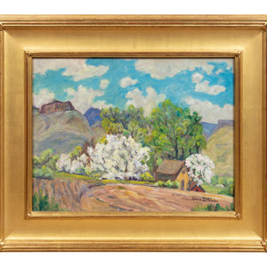 Appraisal: Irene Fowler American - Apple Blossoms and Buttes oil on