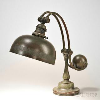 Appraisal: Tiffany Studios Counterbalance Table Lamp Patinated bronze New York early